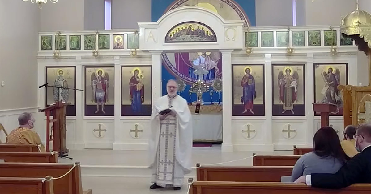 Screen capture from one of our live divine services